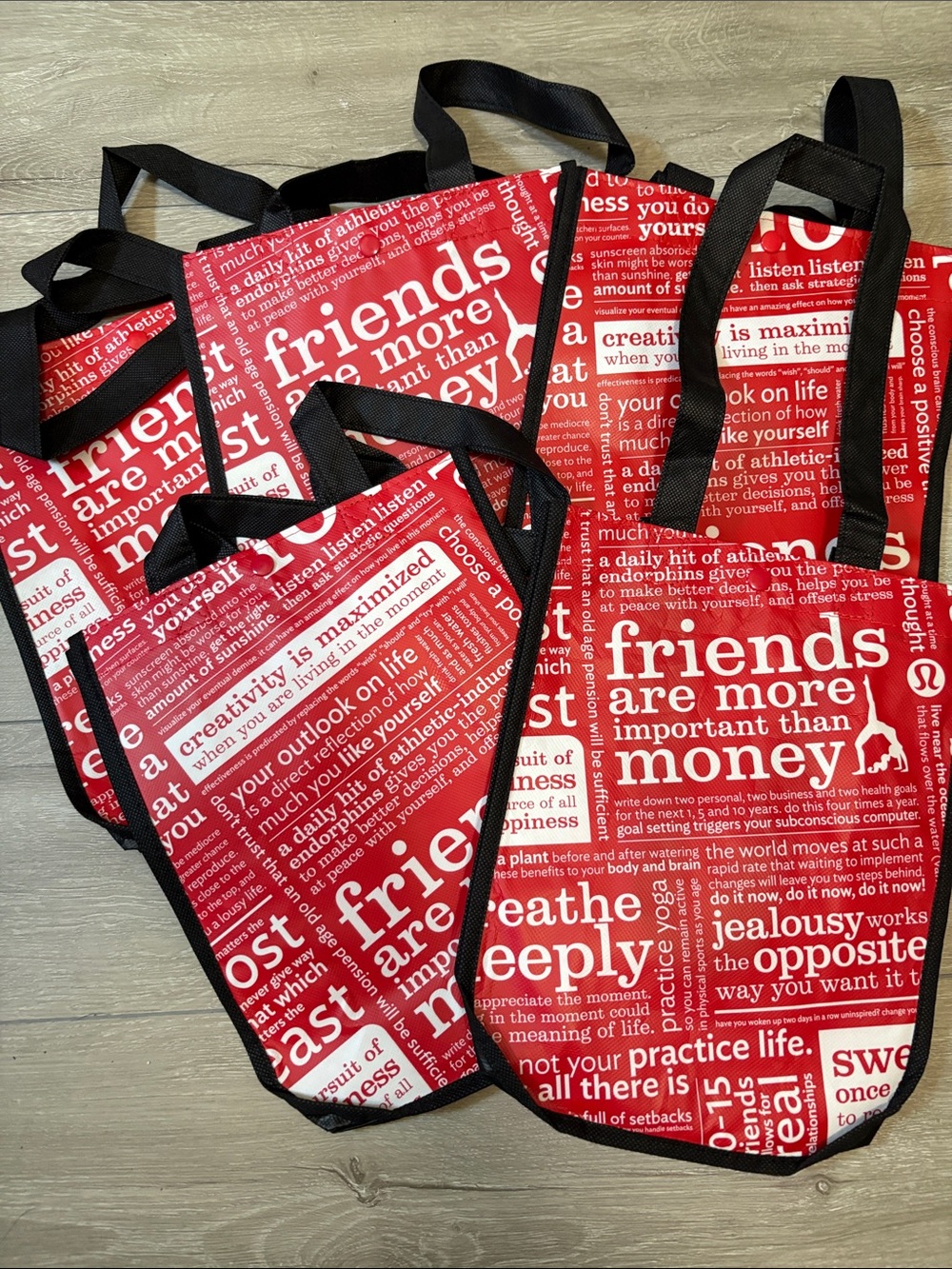 lululemon athletica Red and White Reusable Tote Bags